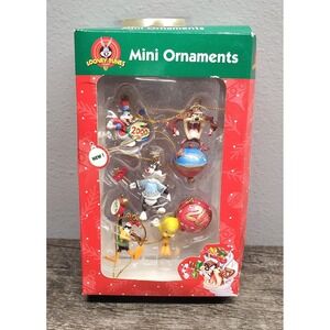 Vintage Looney Tunes Mini Christmas Ornaments Set 5 Trevco 2000 Tweety Bugs NIP
